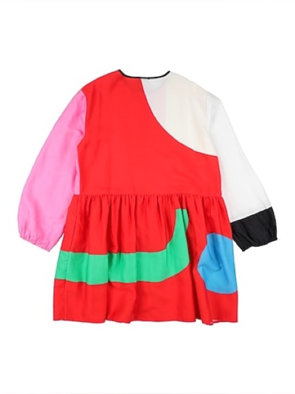 Stella McCartney long sleeve vibrant colorblock zip logo pocket pleat dress - Picture 2 of 7